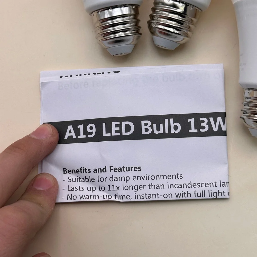 Set of 3 DEGNJU A19 LED Light Bulbs 100W Equivalent 2700K Soft White, 1500